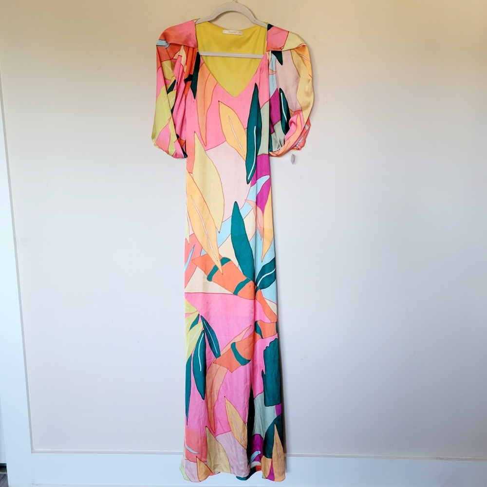 MIARTE Colorful Puff Sleeve Maxi Dress